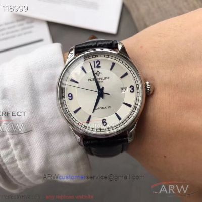 Perfect Replica Patek Philippe Calatrava White Dial Stainless Steel Smooth Bezel 40mm Watch